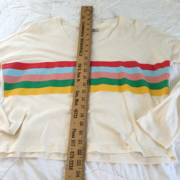 Express ONE ELEVEN crop long sleeve top colorful striped detail small - Picture 4 of 7